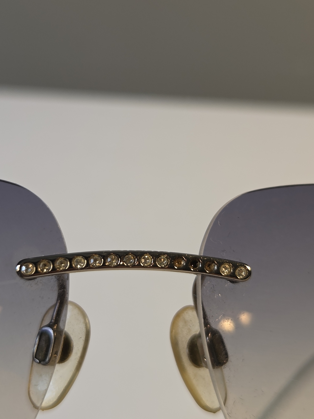 CHANEL Rimless Sunglasses Silver with Blue Gradient Lenses - Picture 11 of 14